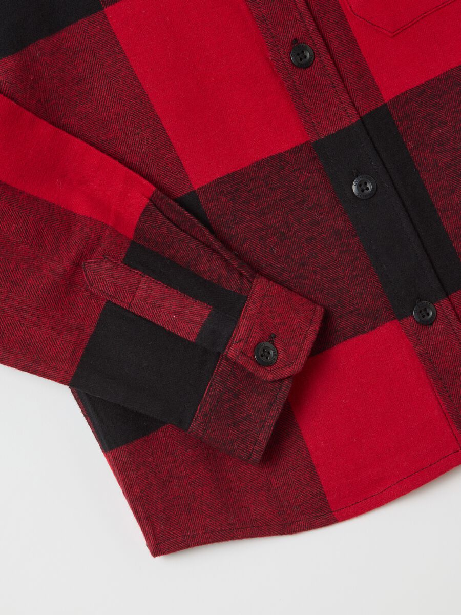 Regular fit kids' red checkered pure cotton shirt_3