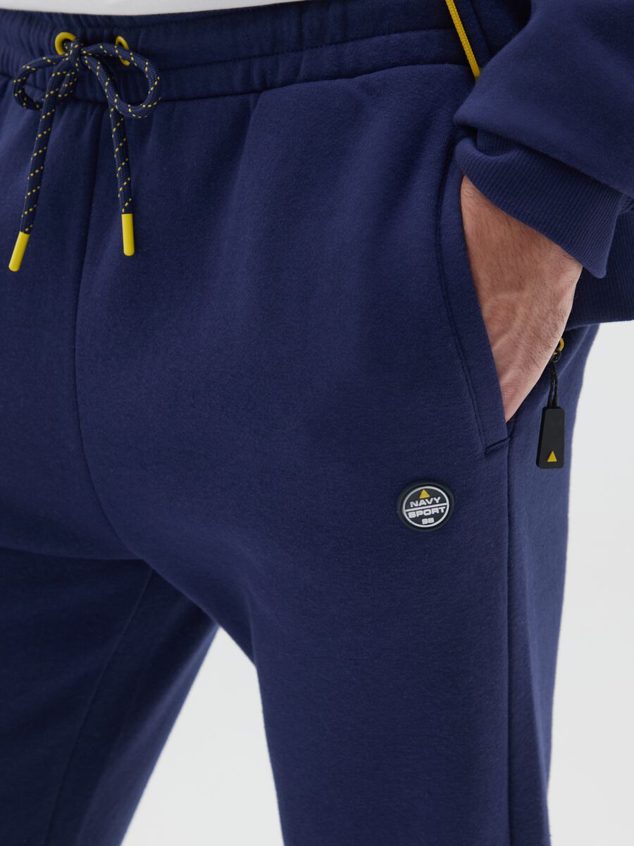 Pantaloni sportivi in misto cotone blu regular fit_3