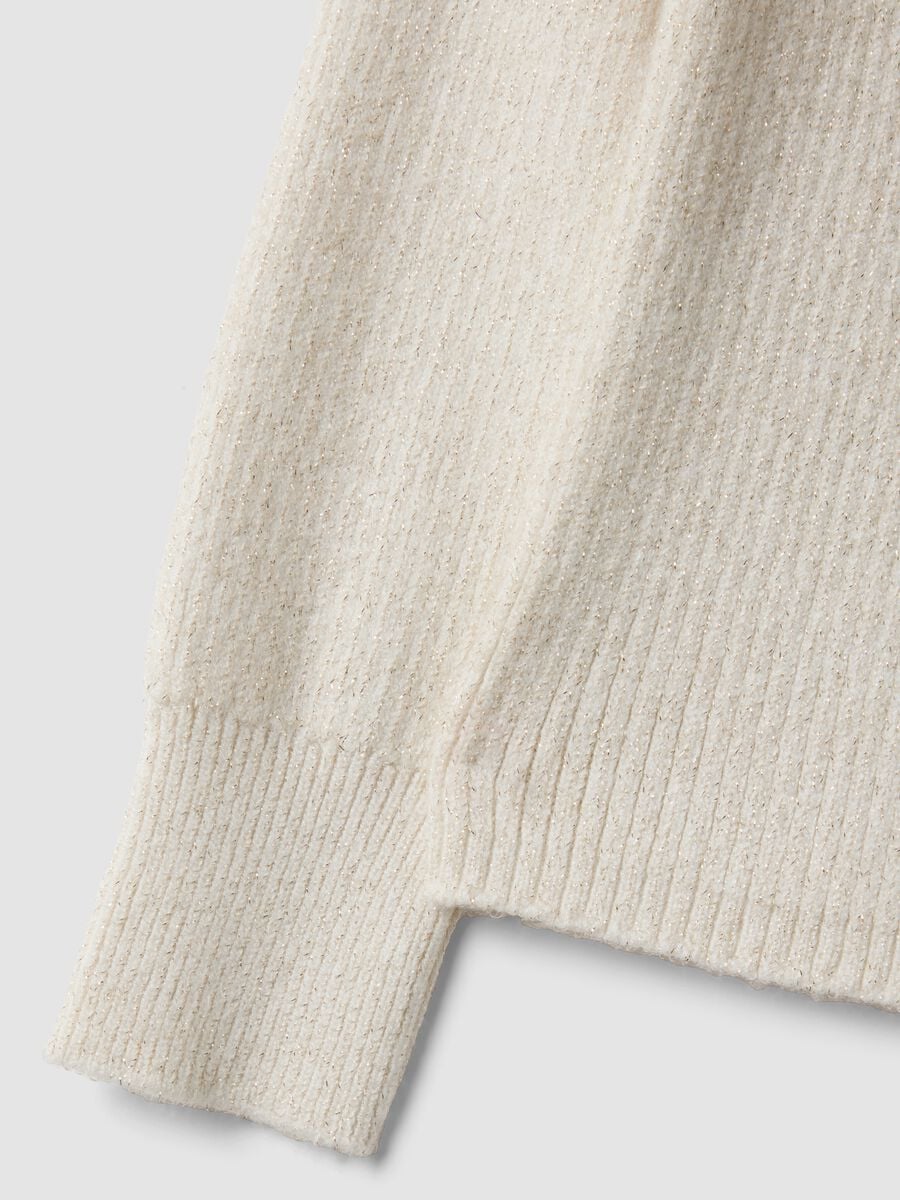Maglia bianca in misto viscosa a costine per bambina_2