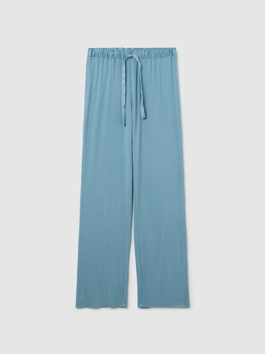 Blue pyjama trousers with drawstring_4