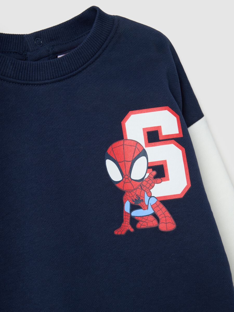 Blue pure cotton sweatshirt and trousers set for boys, regular fit with print_2