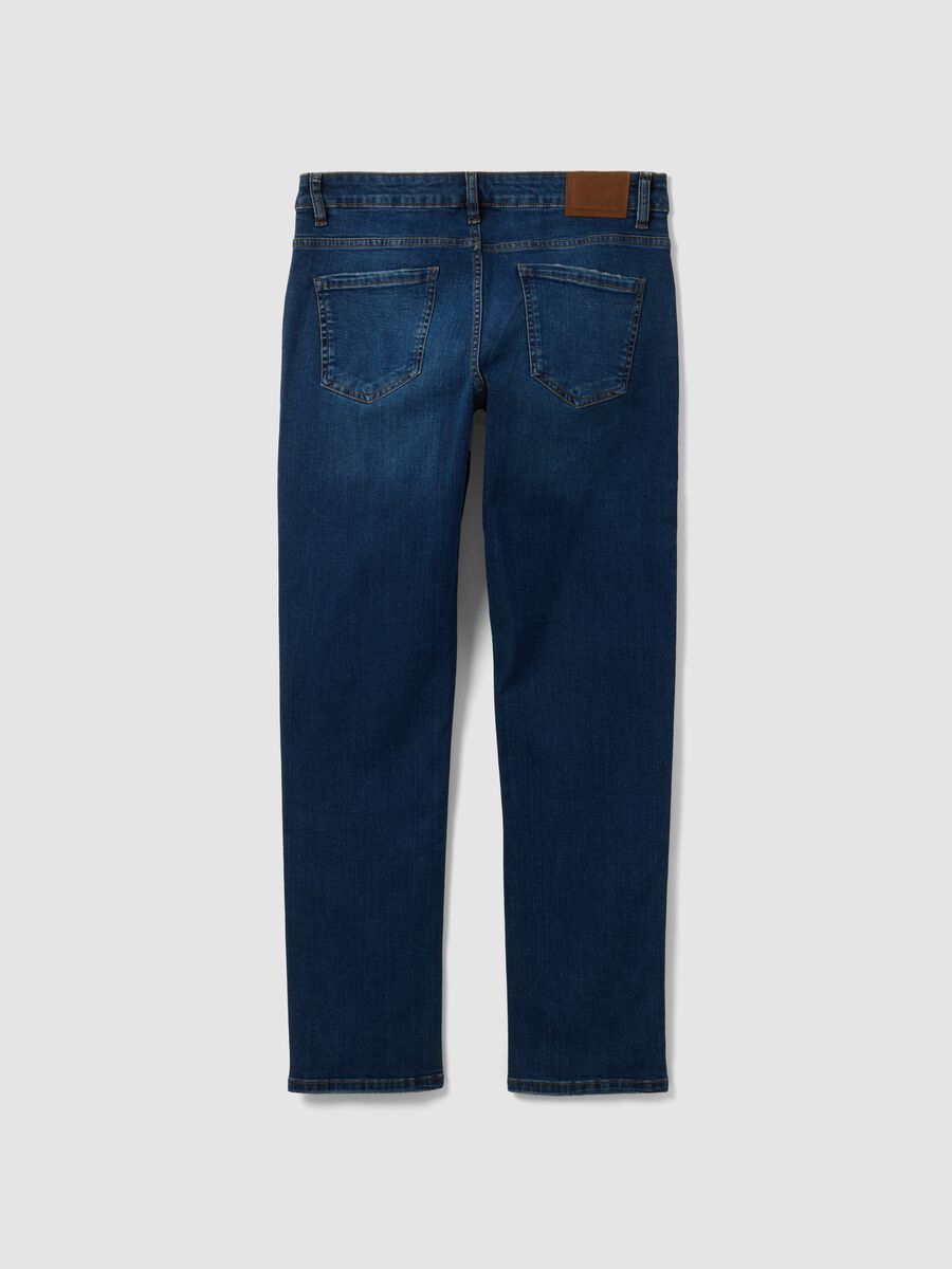 Dark blue stretch cotton denim jeans, regular fit_2