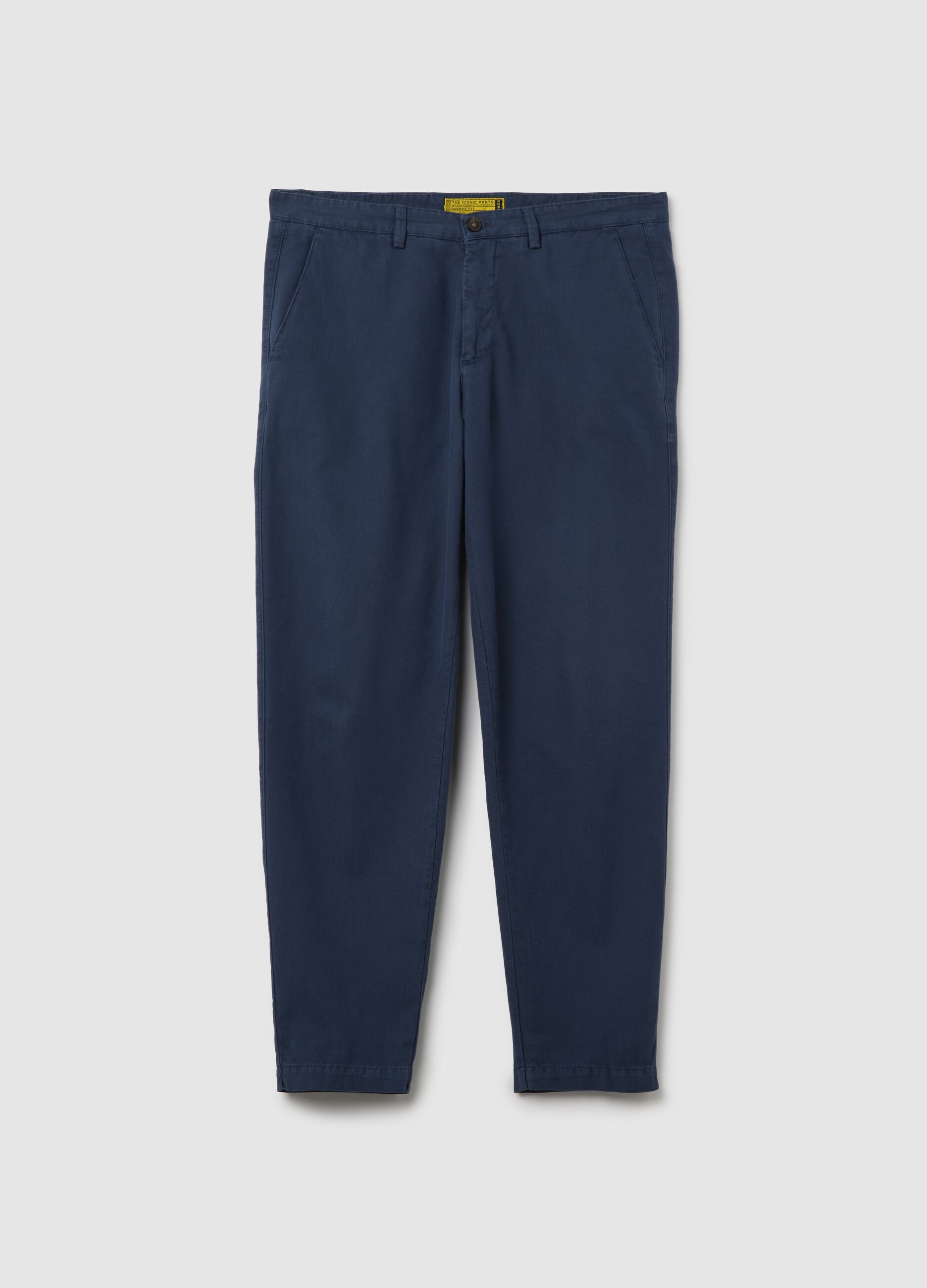 Blue carrot trousers in pure cotton