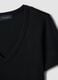 T-shirt in puro cotone nero regular fit con collo a V_1