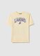 Kids' beige pure cotton T-shirt regular fit with Lakers logo_3