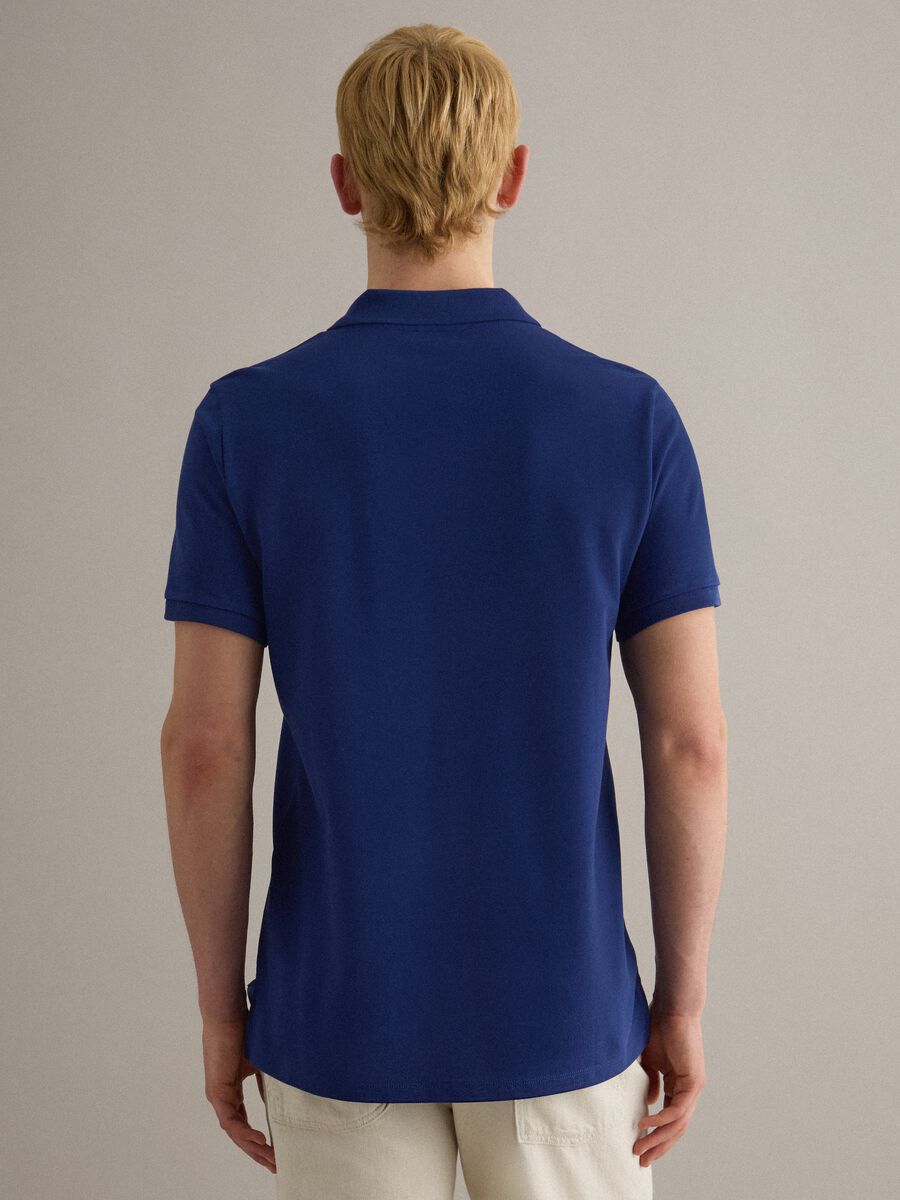 Polo a maniche corte in puro cotone blu regular fit_4