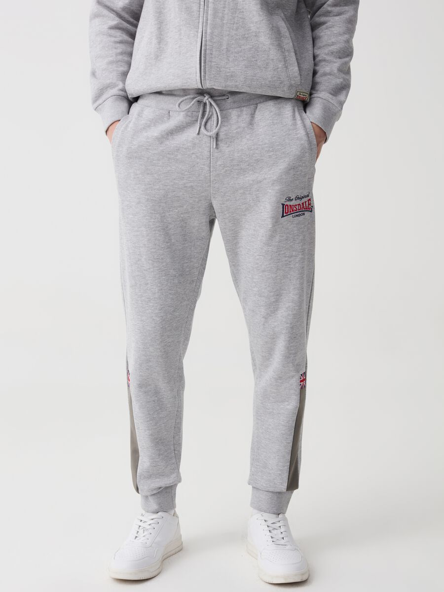 Joggers with logo embroidery and contrasting inserts_2