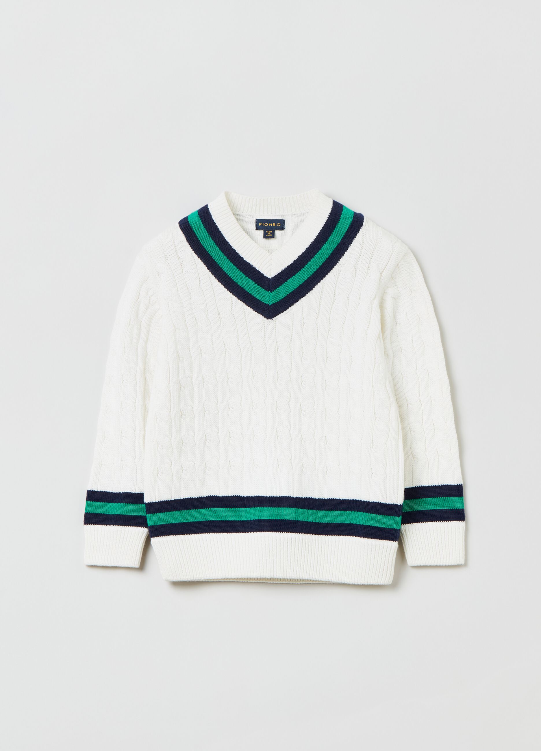 Pullover a trecce con scollo a V_0