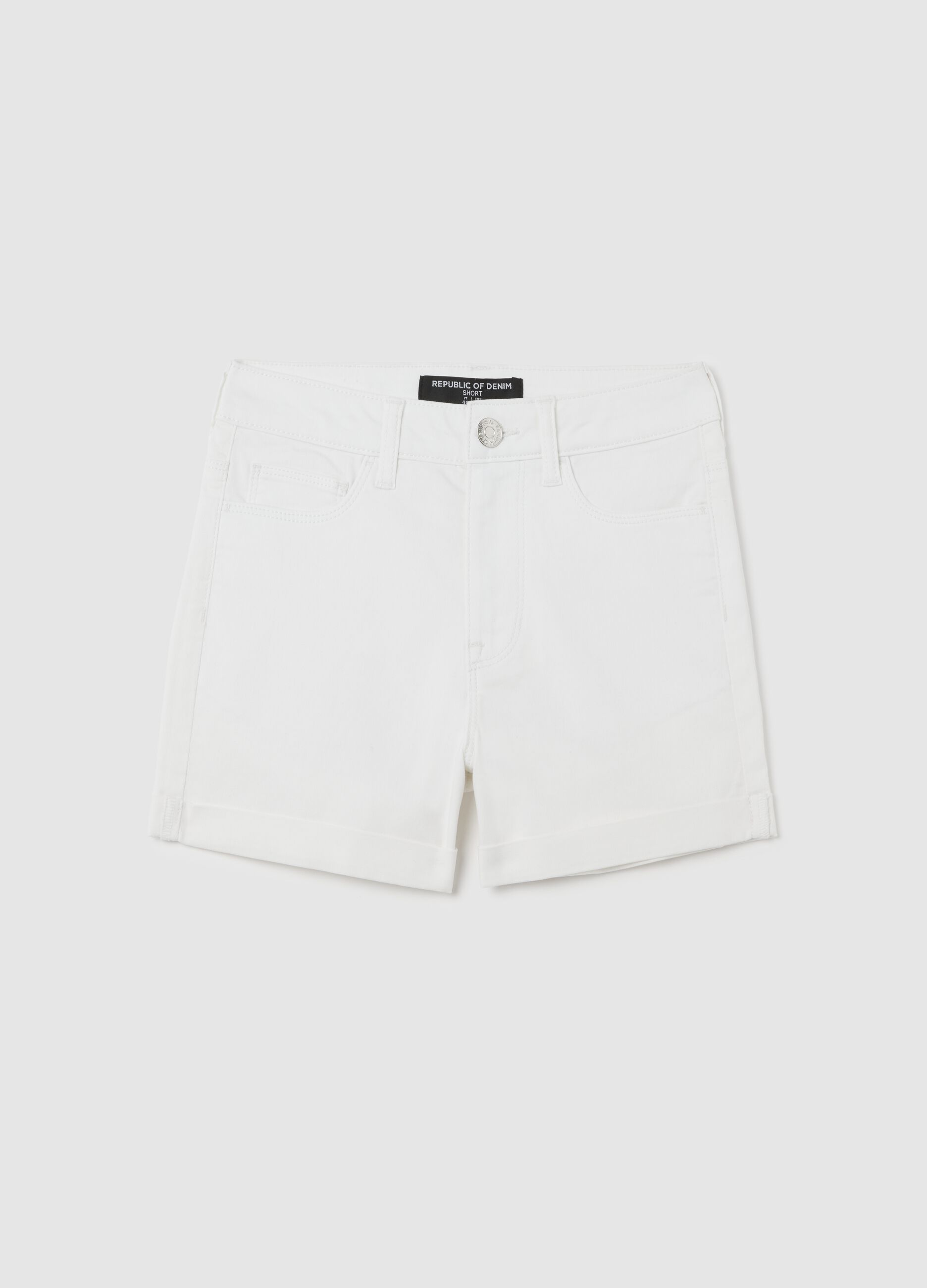Shorts da donna in misto cotone bianco regular fit