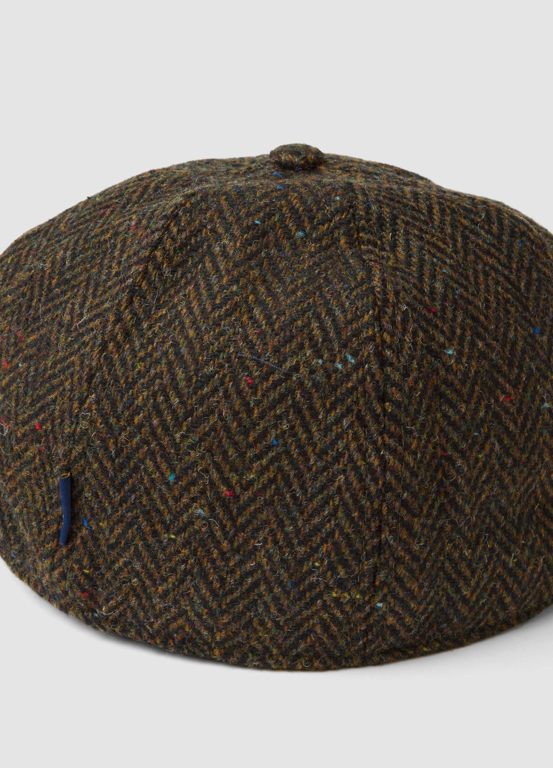 Brown wool-blend herringbone cap