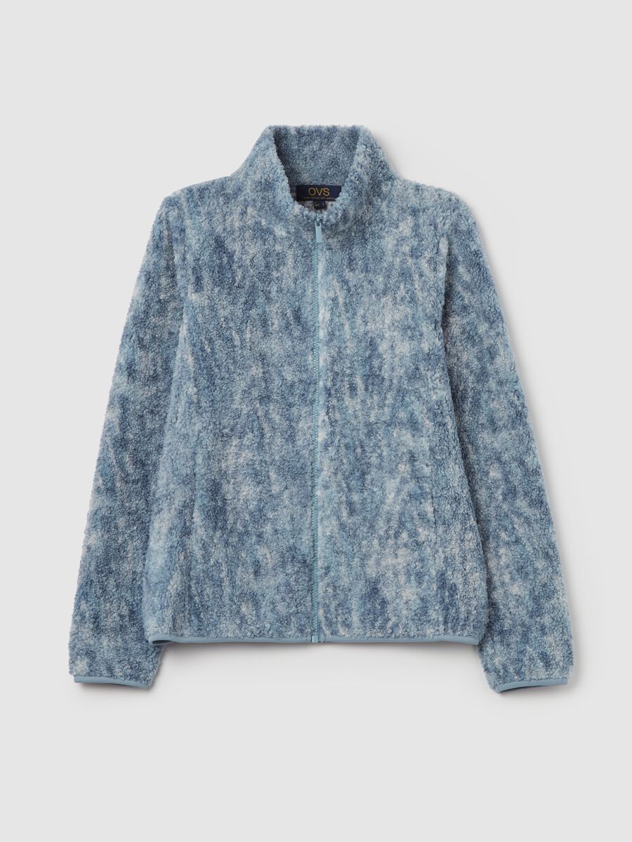 Essential full-zip teddy sweatshirt with high neck_4