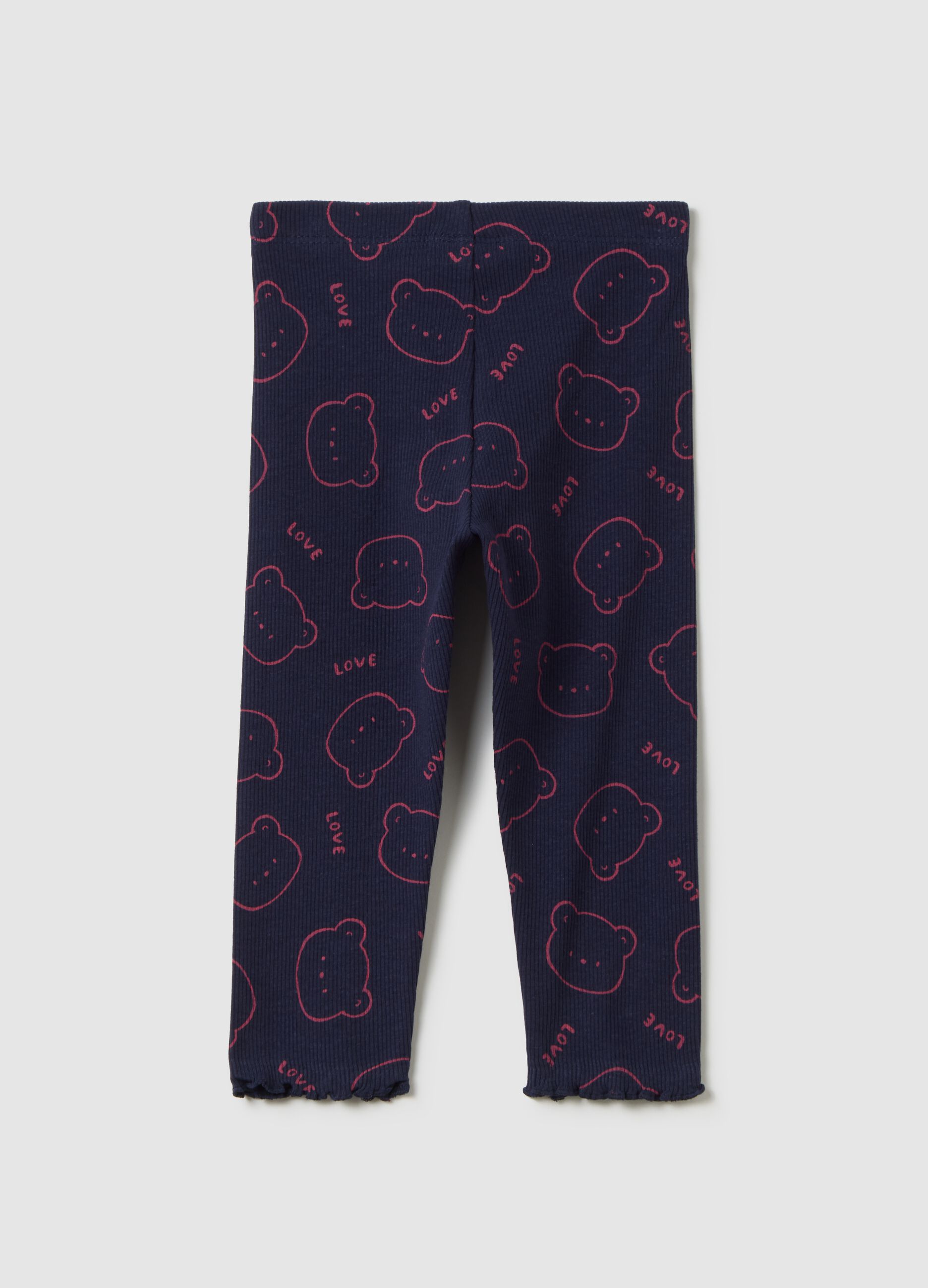 Girls' Blue Stretch Cotton Leggings