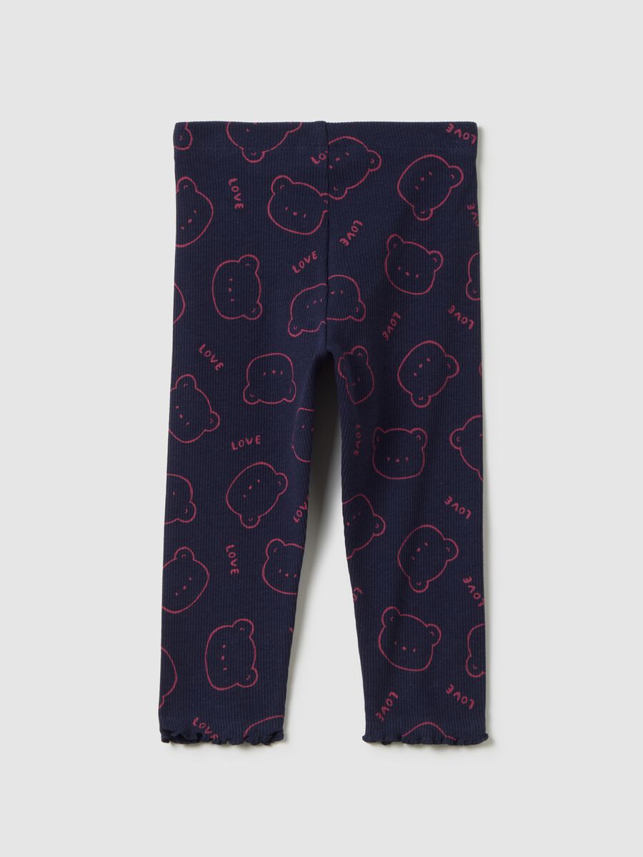 Girls' Blue Stretch Cotton Leggings_1