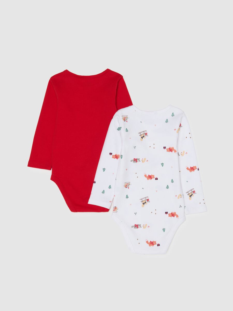 Newborn Multicolour Cotton Bodysuit Twin Pack with Christmas Prints_1