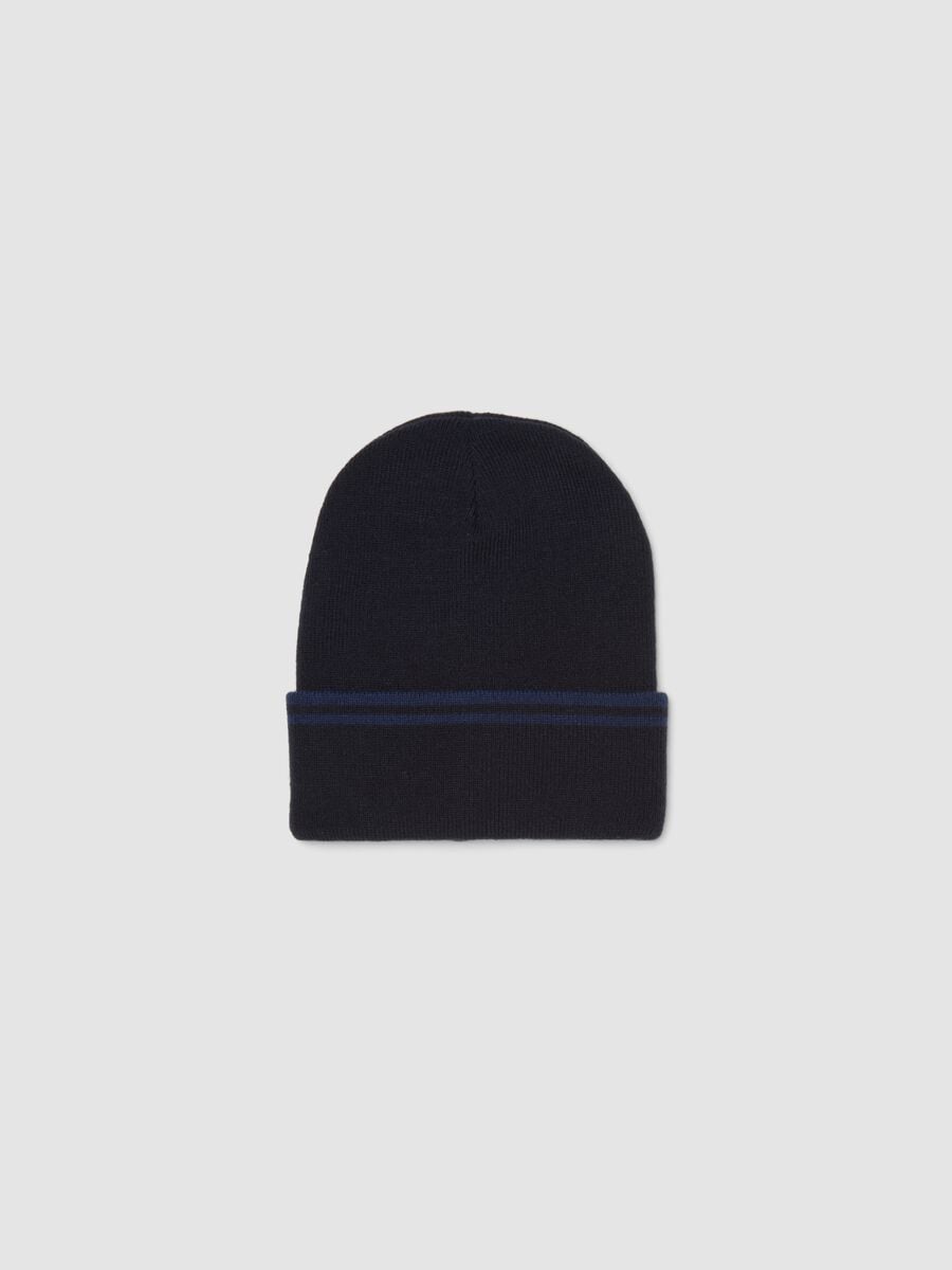 Blue beanie with turn-up_0