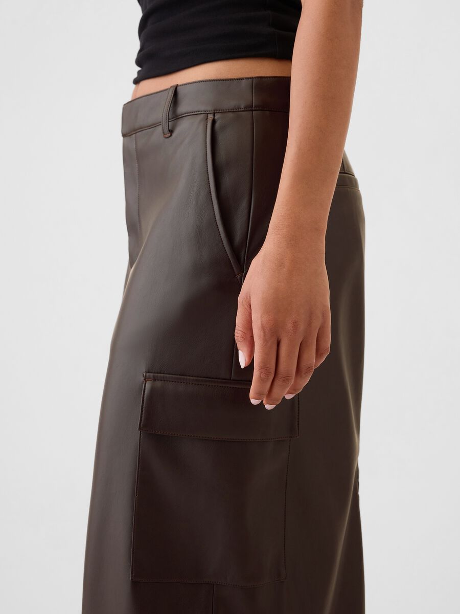Glossy-effect midi cargo skirt_3