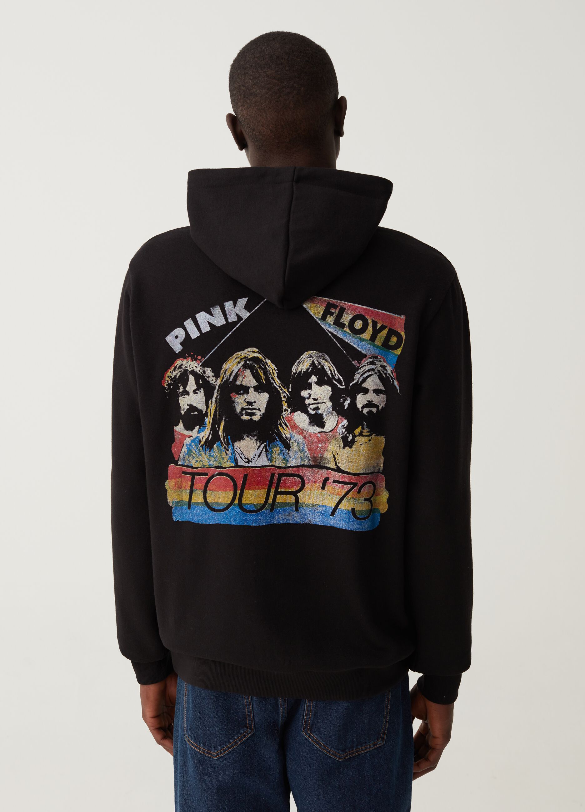 Felpa con cappuccio stampa Pink Floyd Nero da Uomo OVS