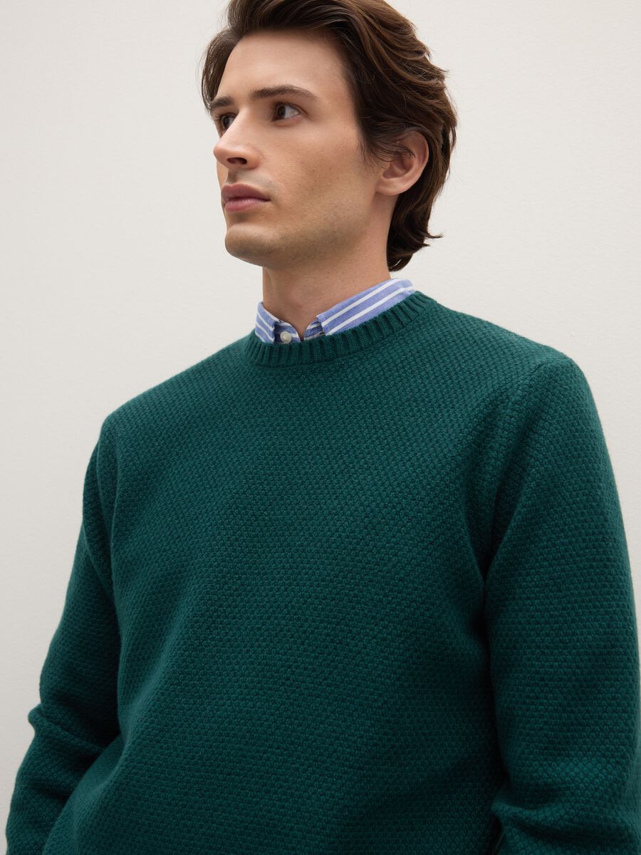 Green Pure Wool Regular Fit Jumper_3