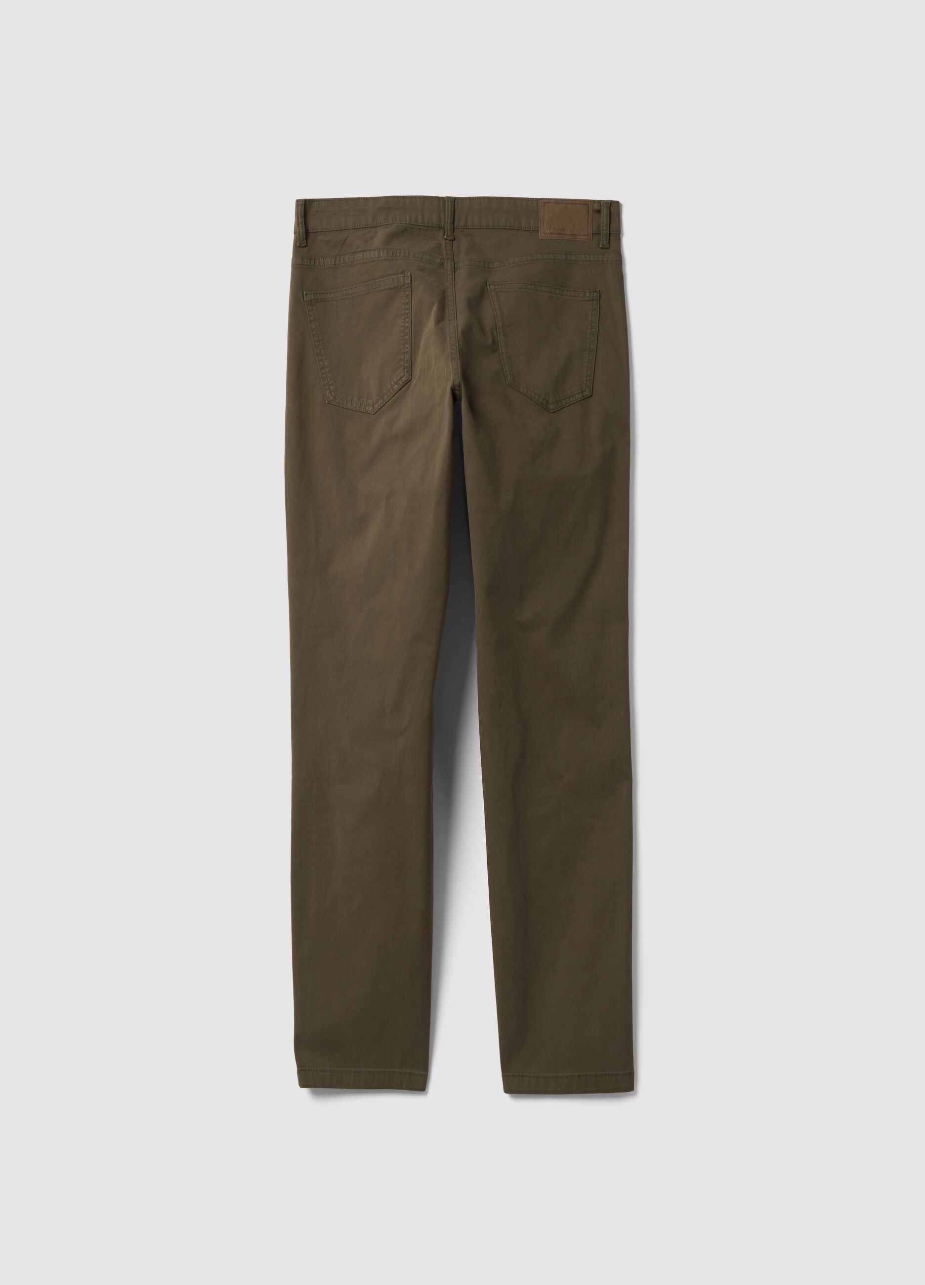 Green slim-fit five-pocket trousers in stretch cotton