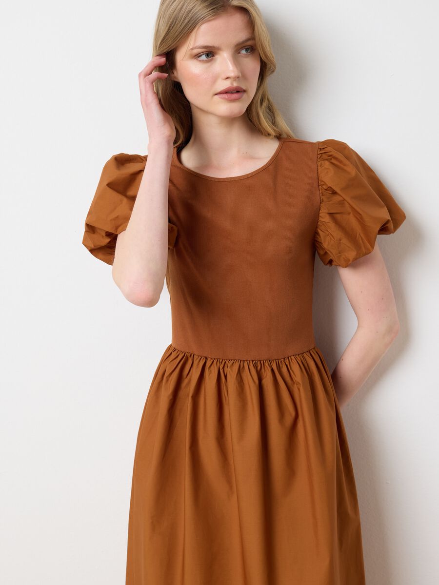 Long brown cotton regular fit women's dress_0