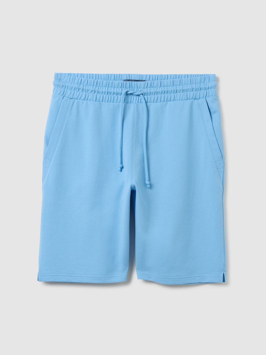 Men's regular fit sky blue cotton blend shorts with back pocket_4