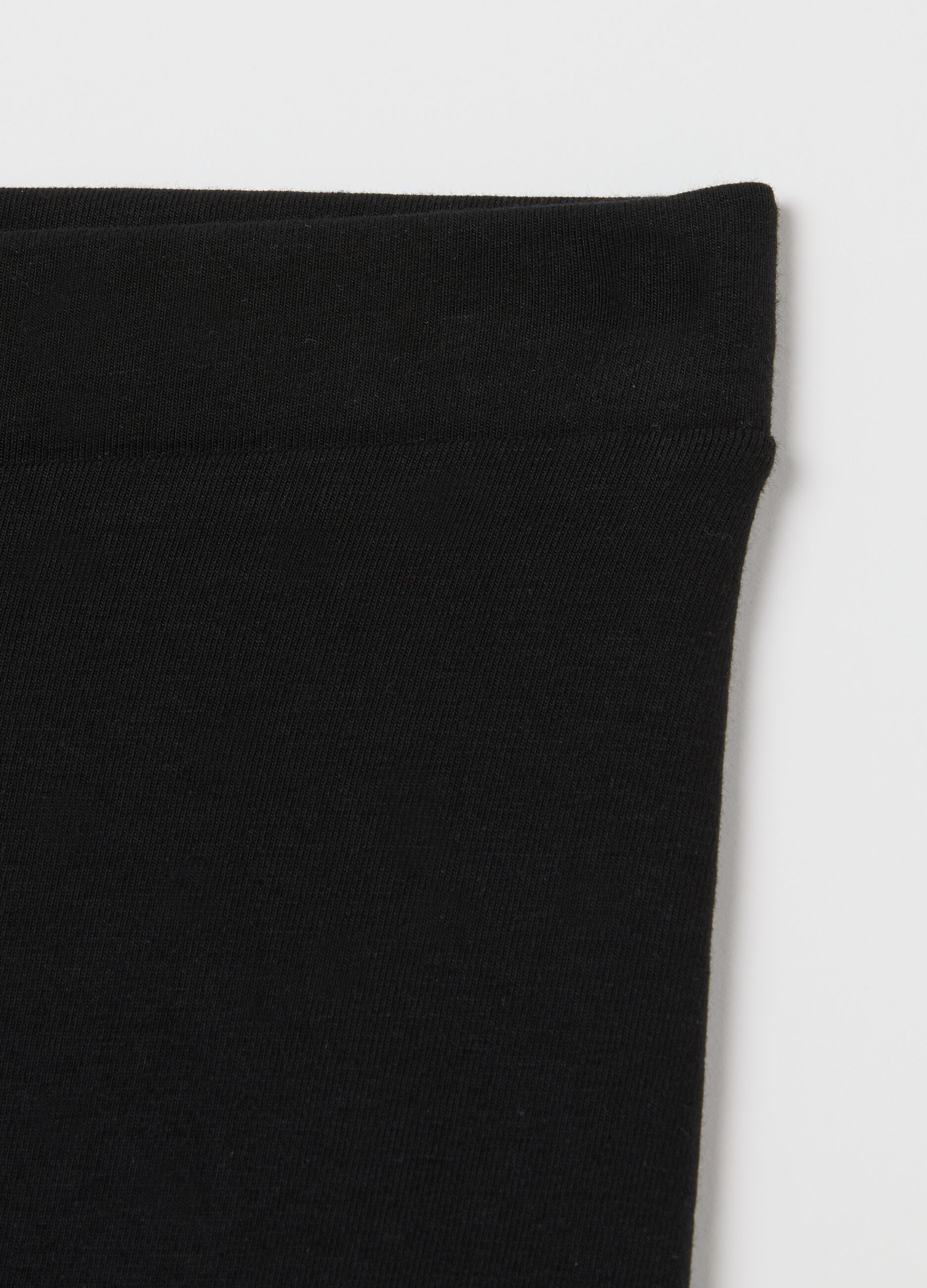 Women's black stretch cotton leggings regular fit
