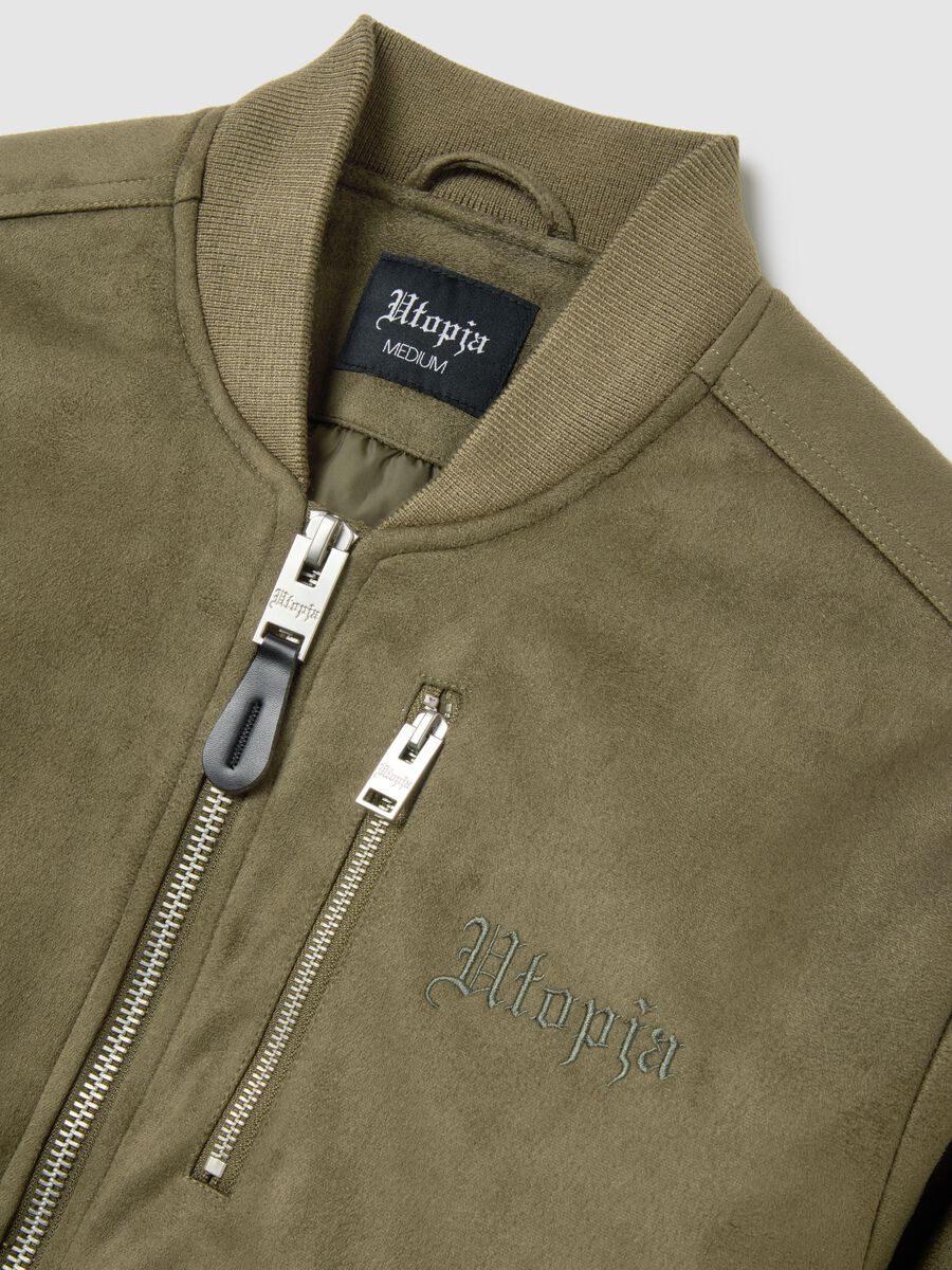Suede Bomber Jacket Military Green_6