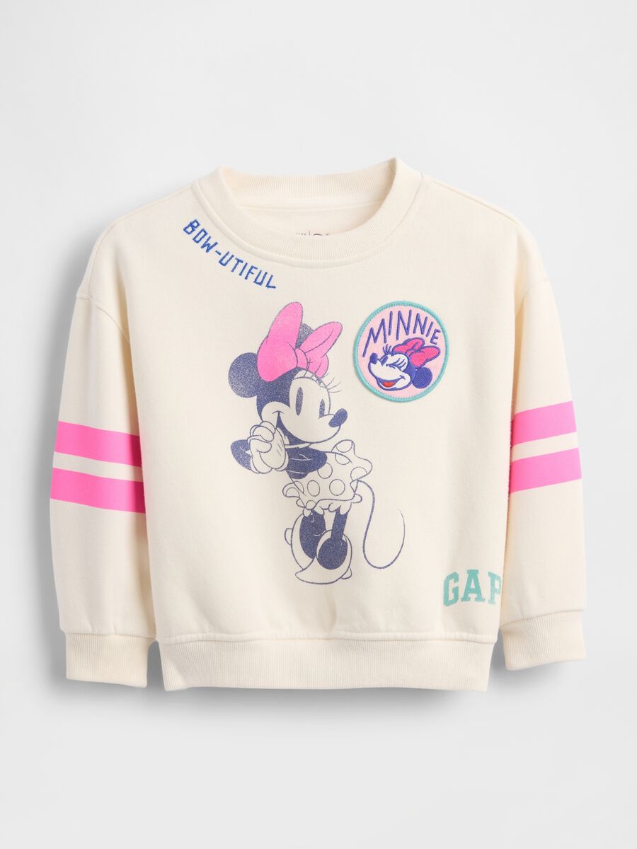 Felpa beige in cotone con stampa Minnie_0