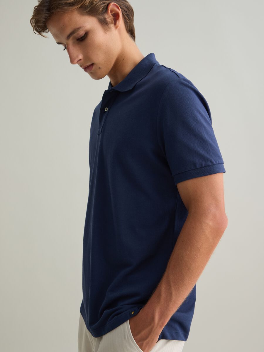 Polo da uomo in puro cotone Supima blu regular fit_2