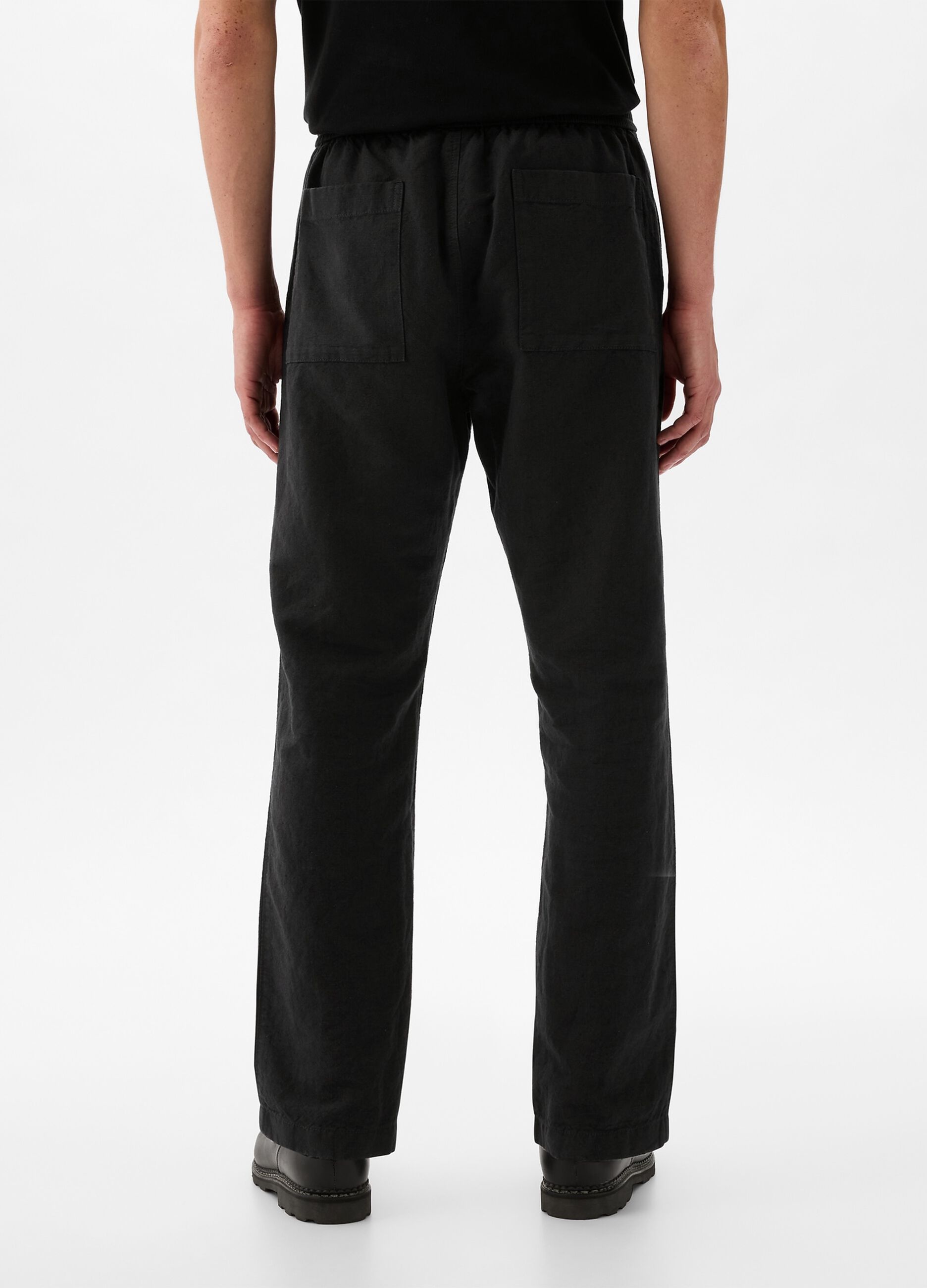 Pull-on trousers in linen and cotton
