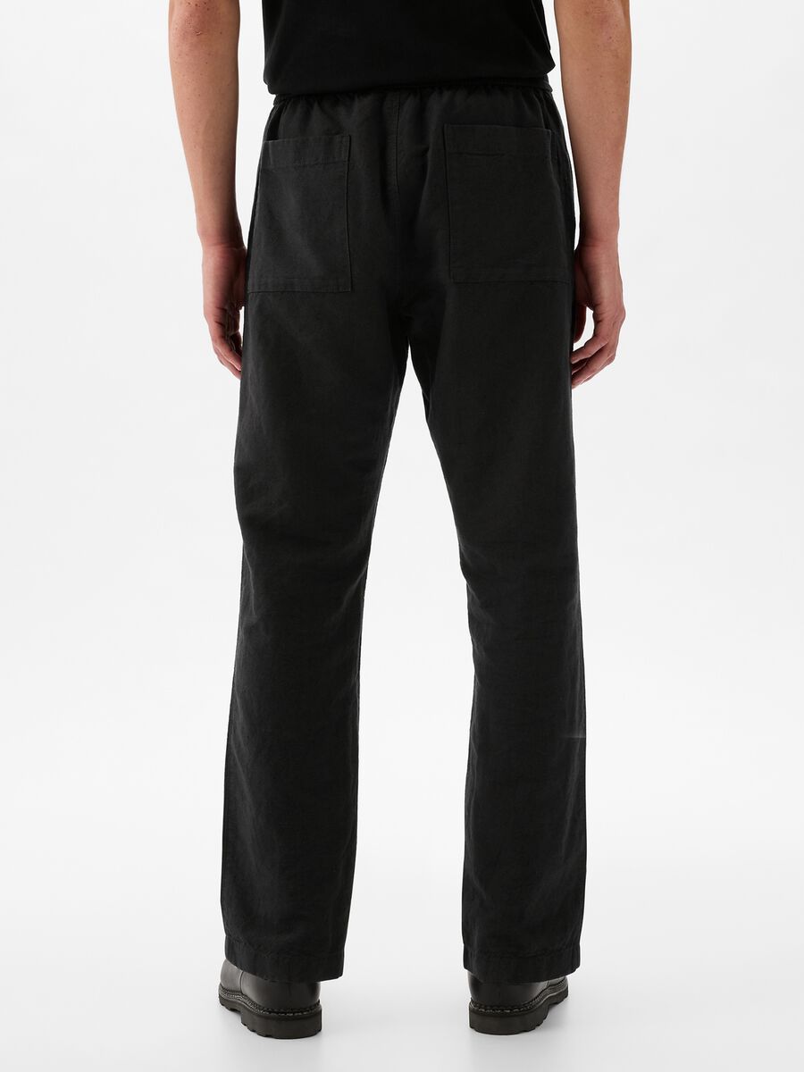 Pull-on trousers in linen and cotton_2