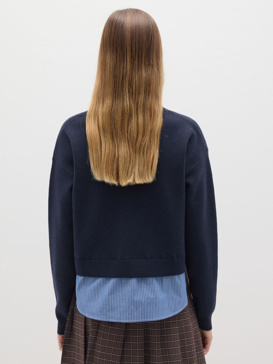 Blue regular fit V-neck sweatshirt_3