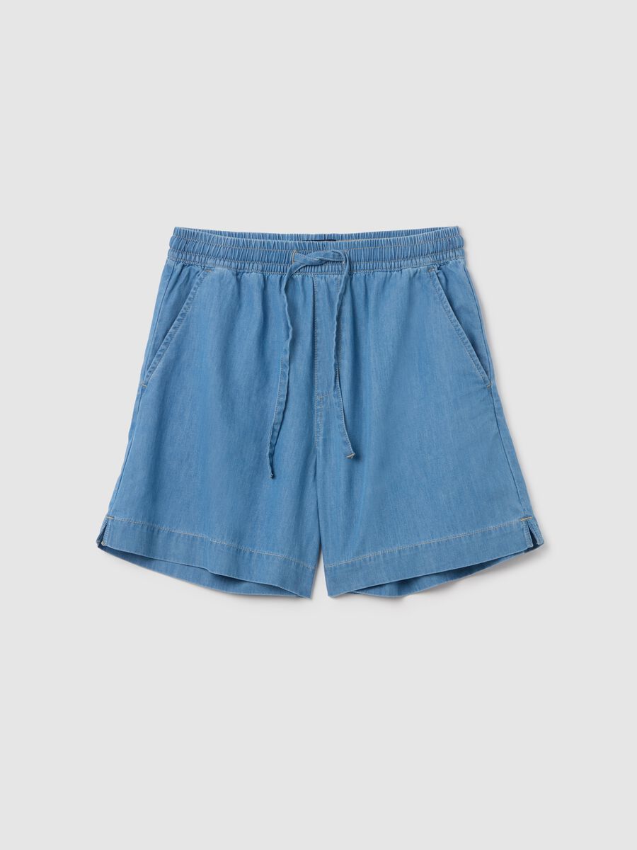 Fluid shorts in denim with drawstring_4