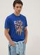 Blue pure cotton T-shirt with print, regular fit_0