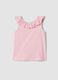 Pink pure cotton regular-fit girls&rsquo; tank top with frills_1