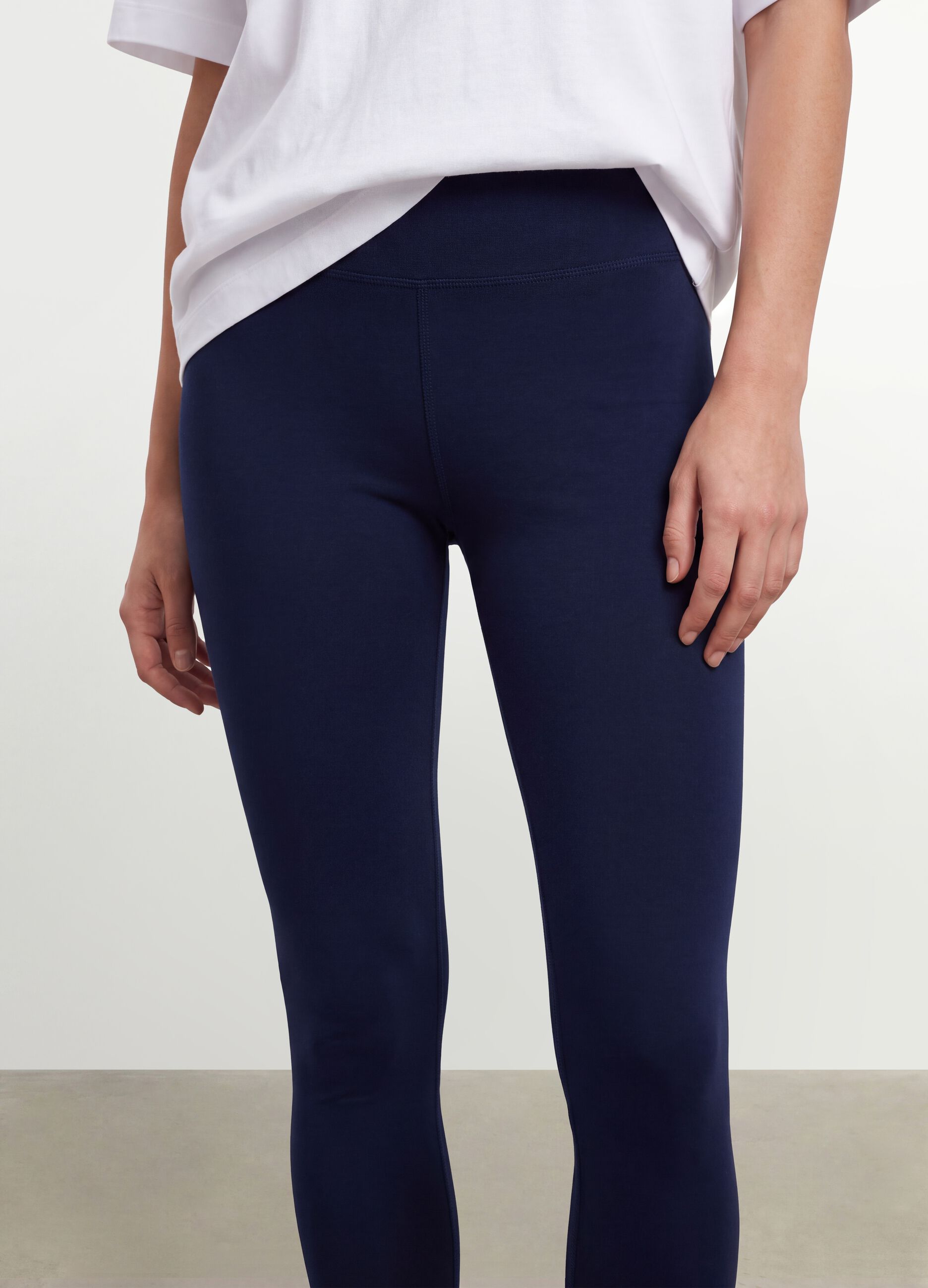 Blue Slim Fit Stretch Cotton Leggings