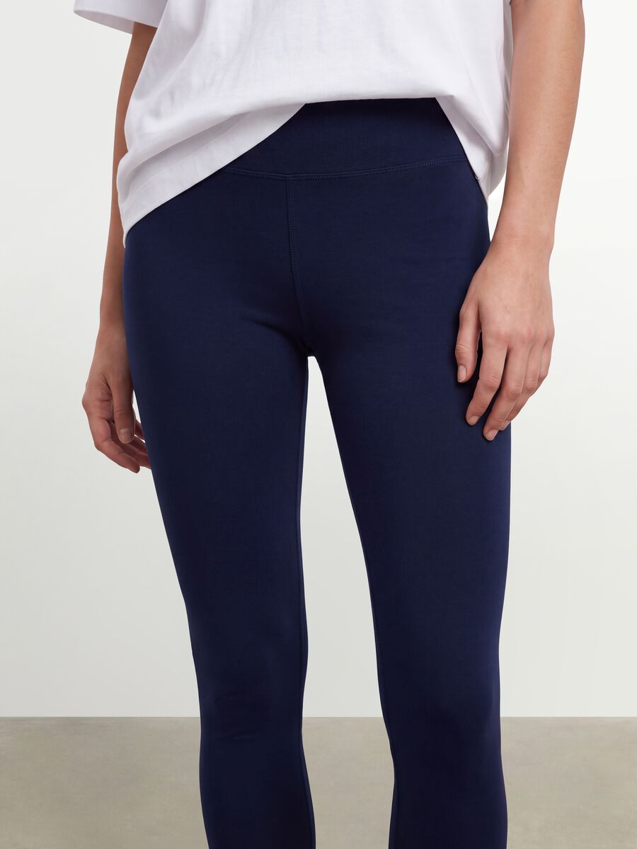 Leggings in cotone elasticizzato blu slim fit_3