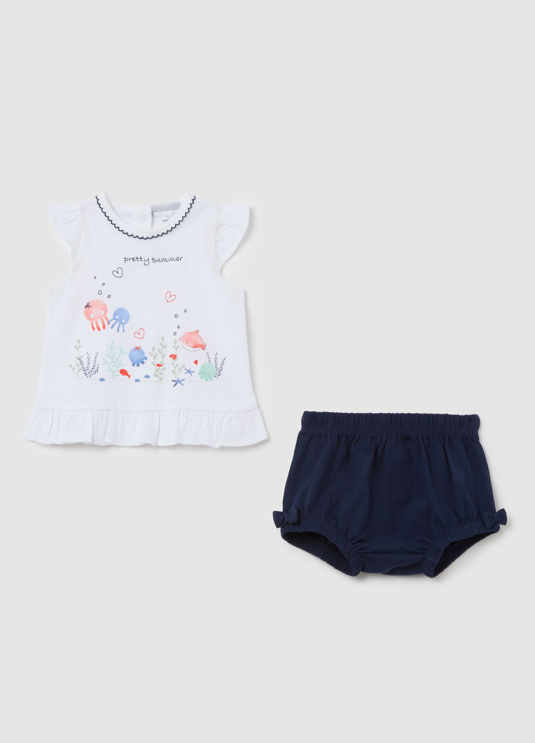 White and Blue Cotton Newborn Set