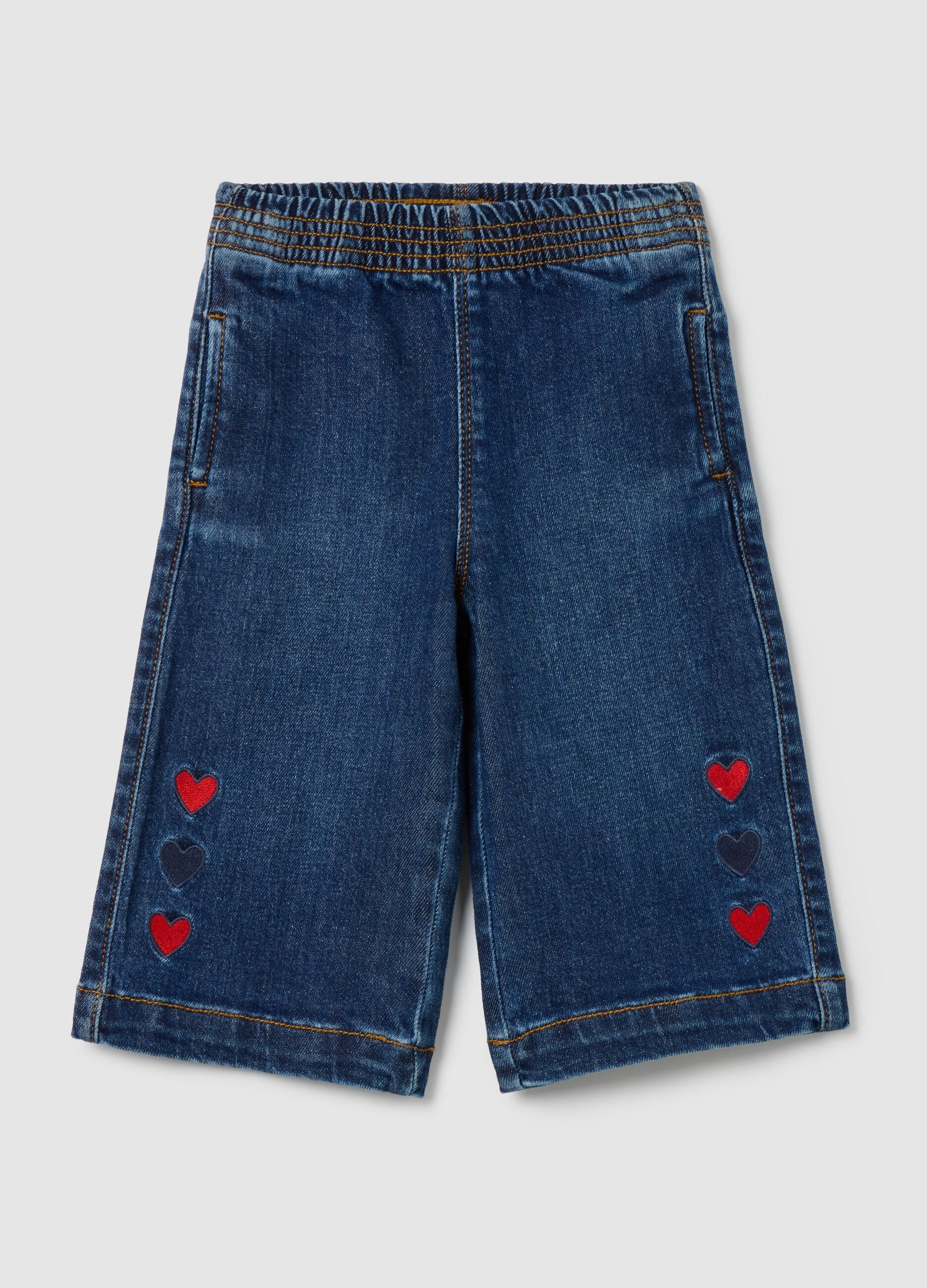 Baby Girl Wide-Leg Blue Denim Trousers