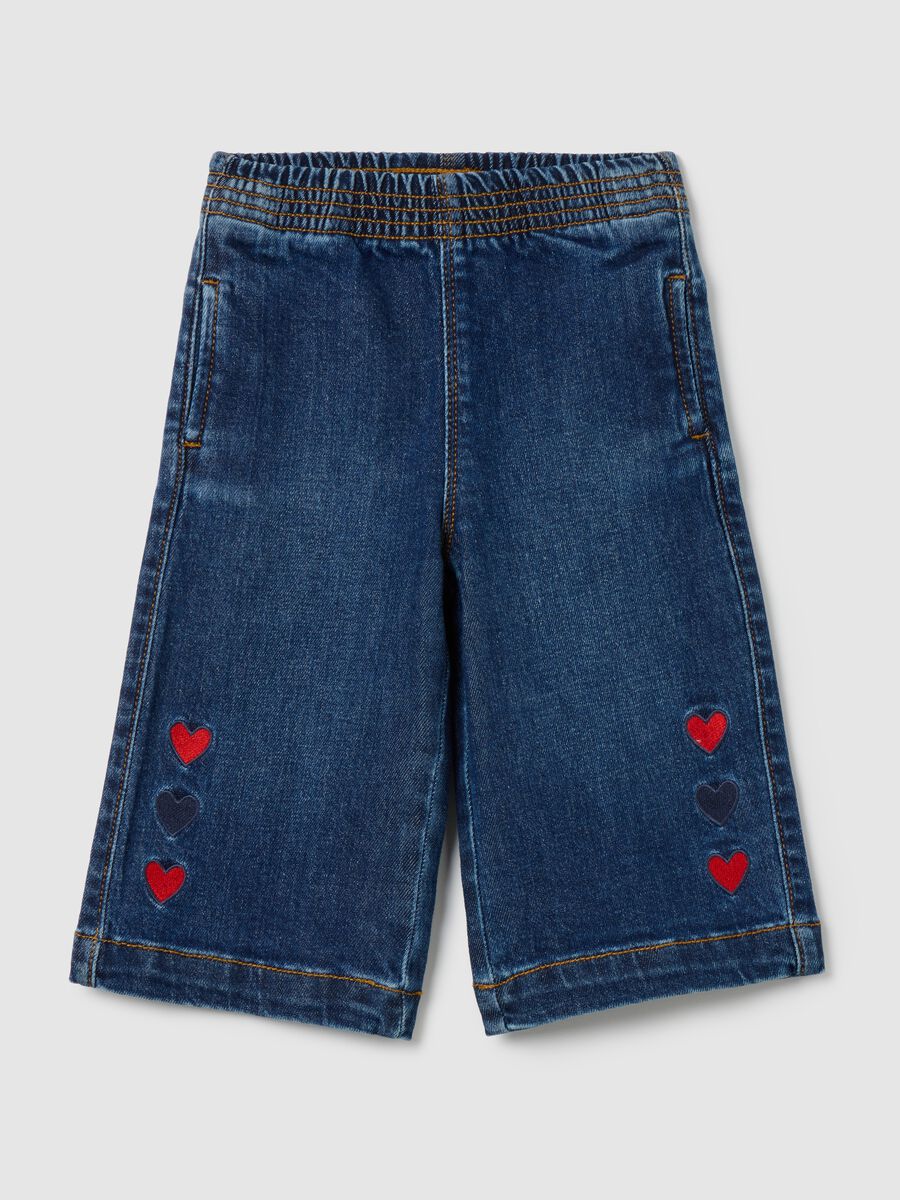 Baby Girl Wide-Leg Blue Denim Trousers_0