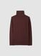 Brown stretch viscose top with high neck, regular fit_1