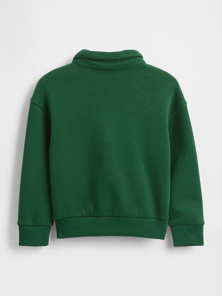 Green cotton sweatshirt with collar_1