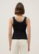 Black stretchy cotton regular fit tank top with trim_3