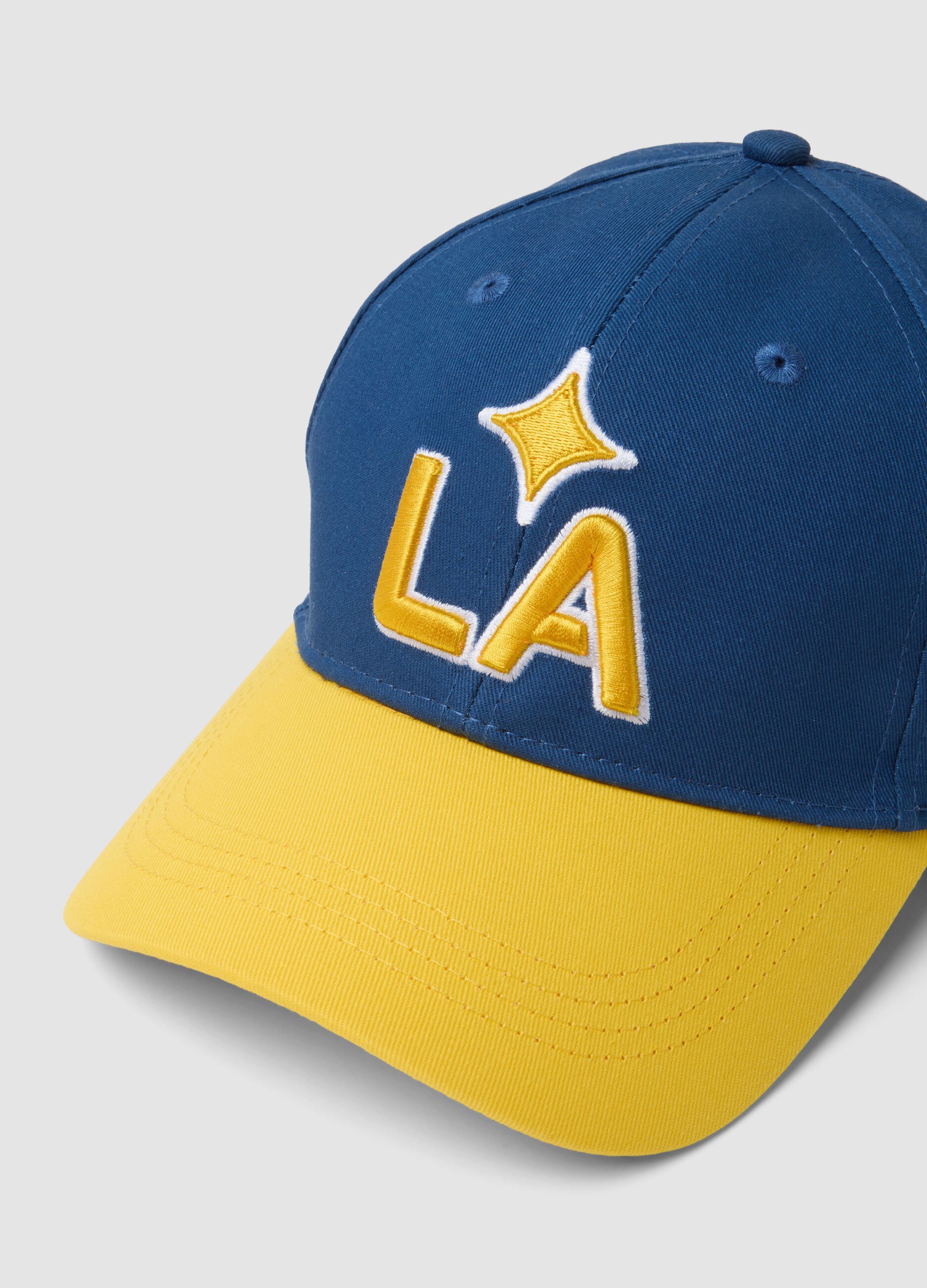Blue and yellow pure cotton cap with LA Galaxy embroidery