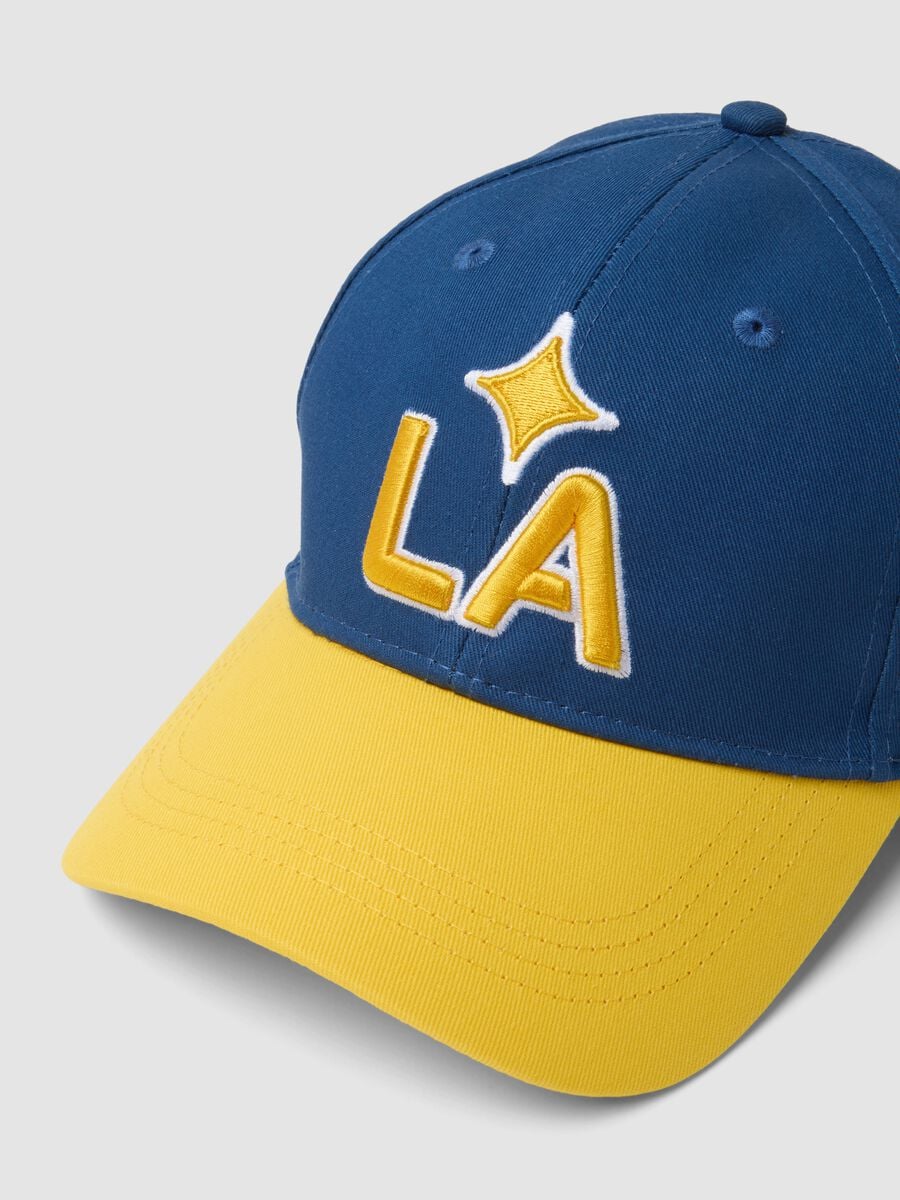 Blue and yellow pure cotton cap with LA Galaxy embroidery_2
