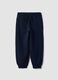 Pantaloni jogger blu in puro cotone con vita elasticizzata per bambino_0
