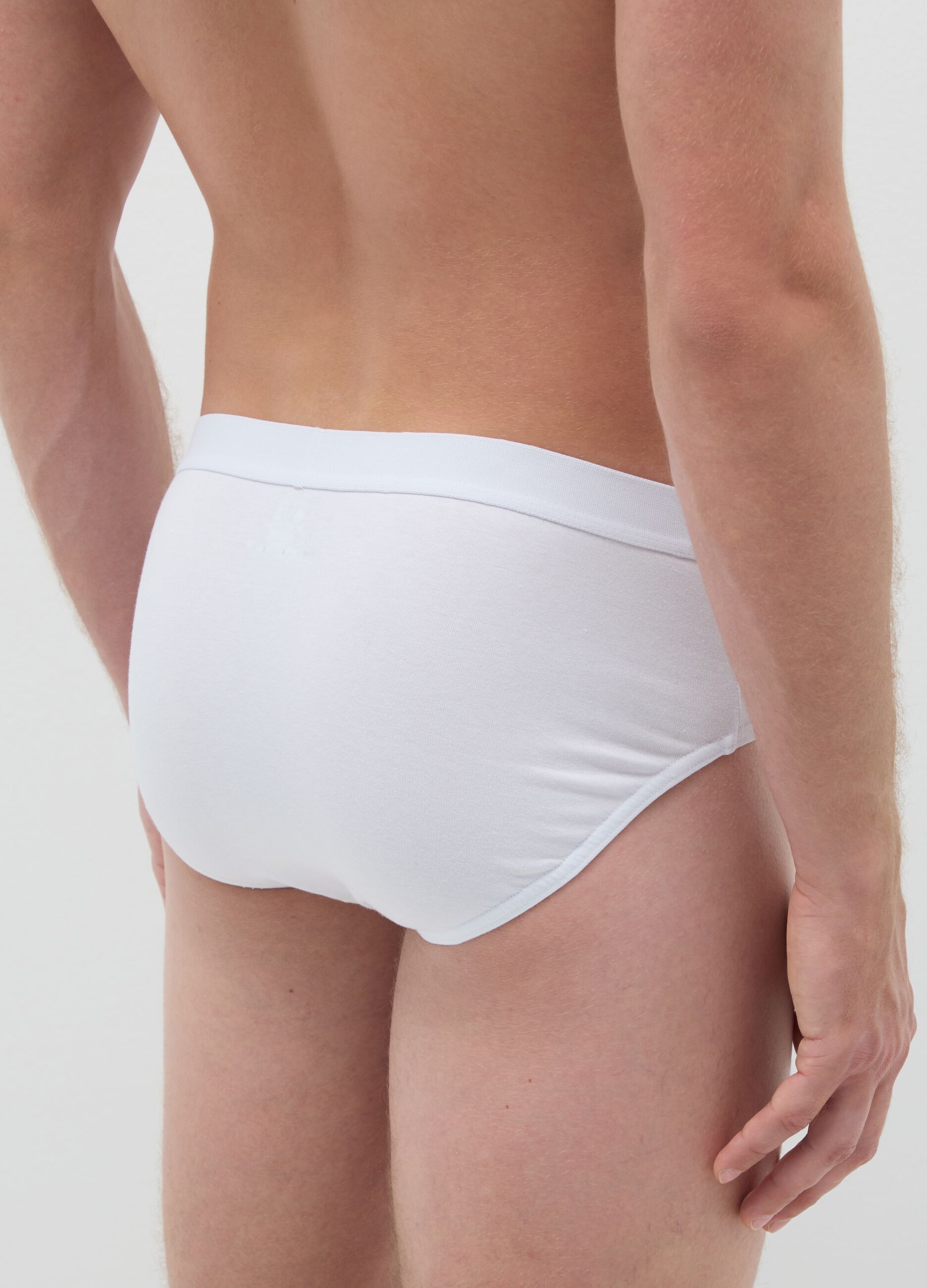 Regular fit white cotton briefs