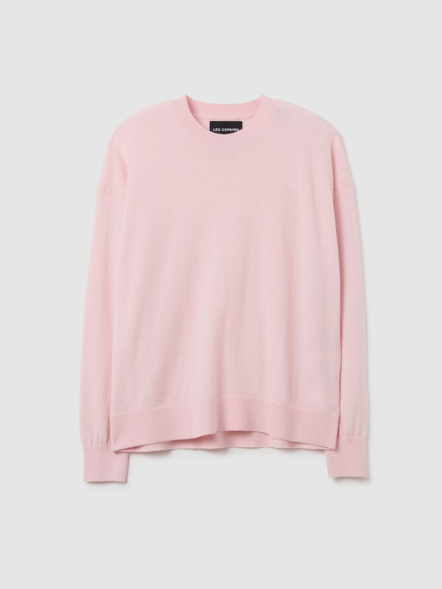 Pink pure wool crew neck jumper, regular fit_4