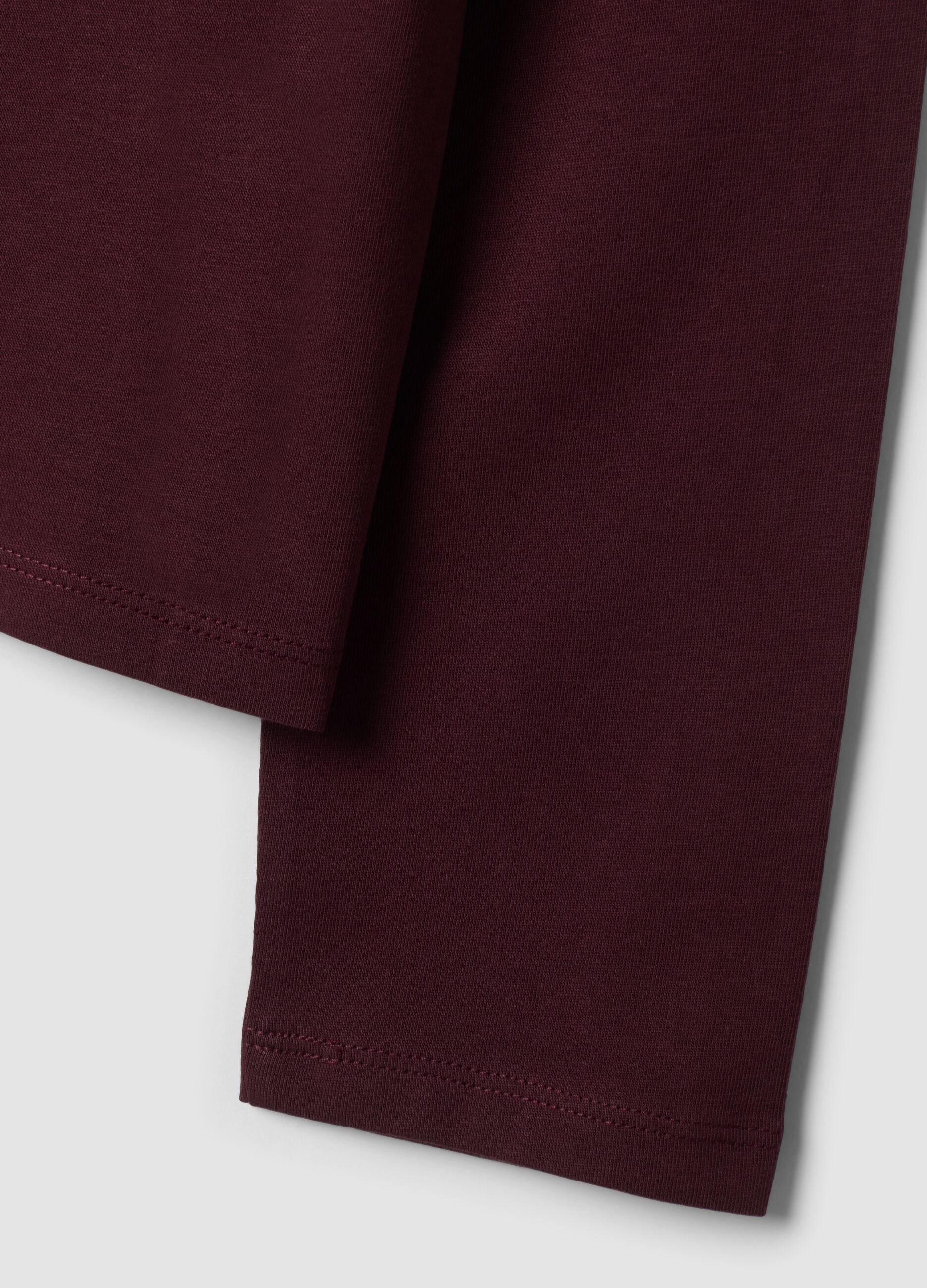 T-shirt viola in jersey di puro cotone a maniche lunghe regular fit