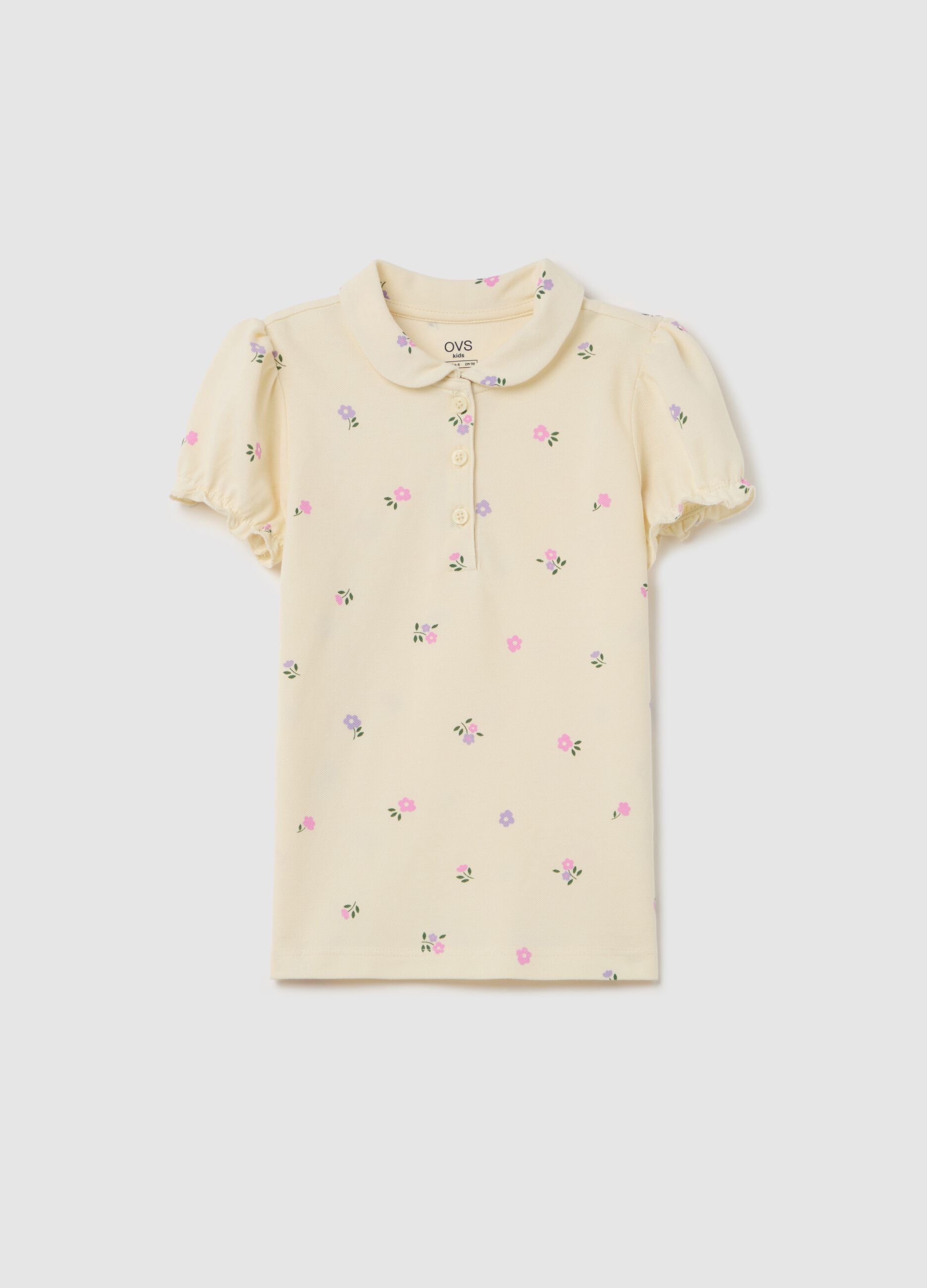 Organic cotton polo shirt with print